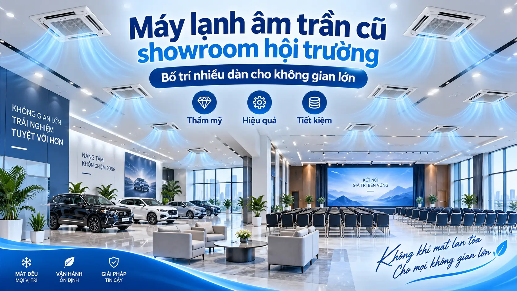 Máy lạnh âm trần cũ cho showroom hội trường không gian lớn Máy Lạnh Âm Trần Cũ Cho Showroom