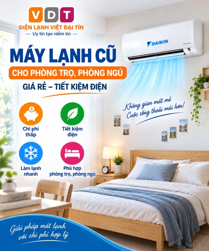 Máy lạnh cũ cho phòng trọ- giao lắp tận nơi, giá sỉ cho chủ trọ