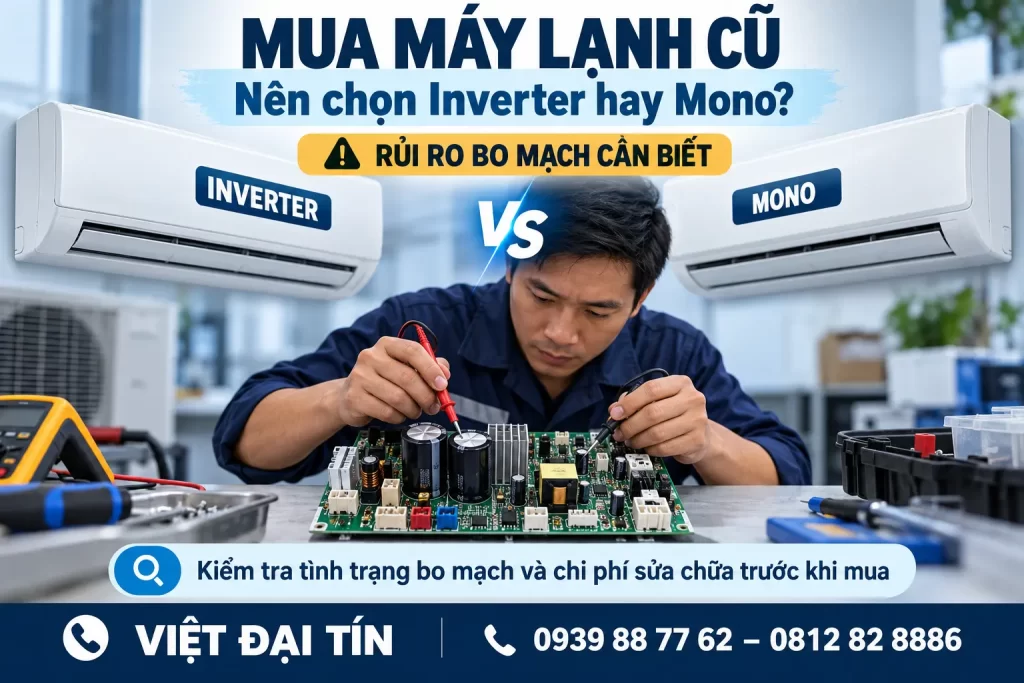 Máy lạnh cũ Inverter hay Mono - rủi ro bo mạch khi mua máy đã qua sử dụng